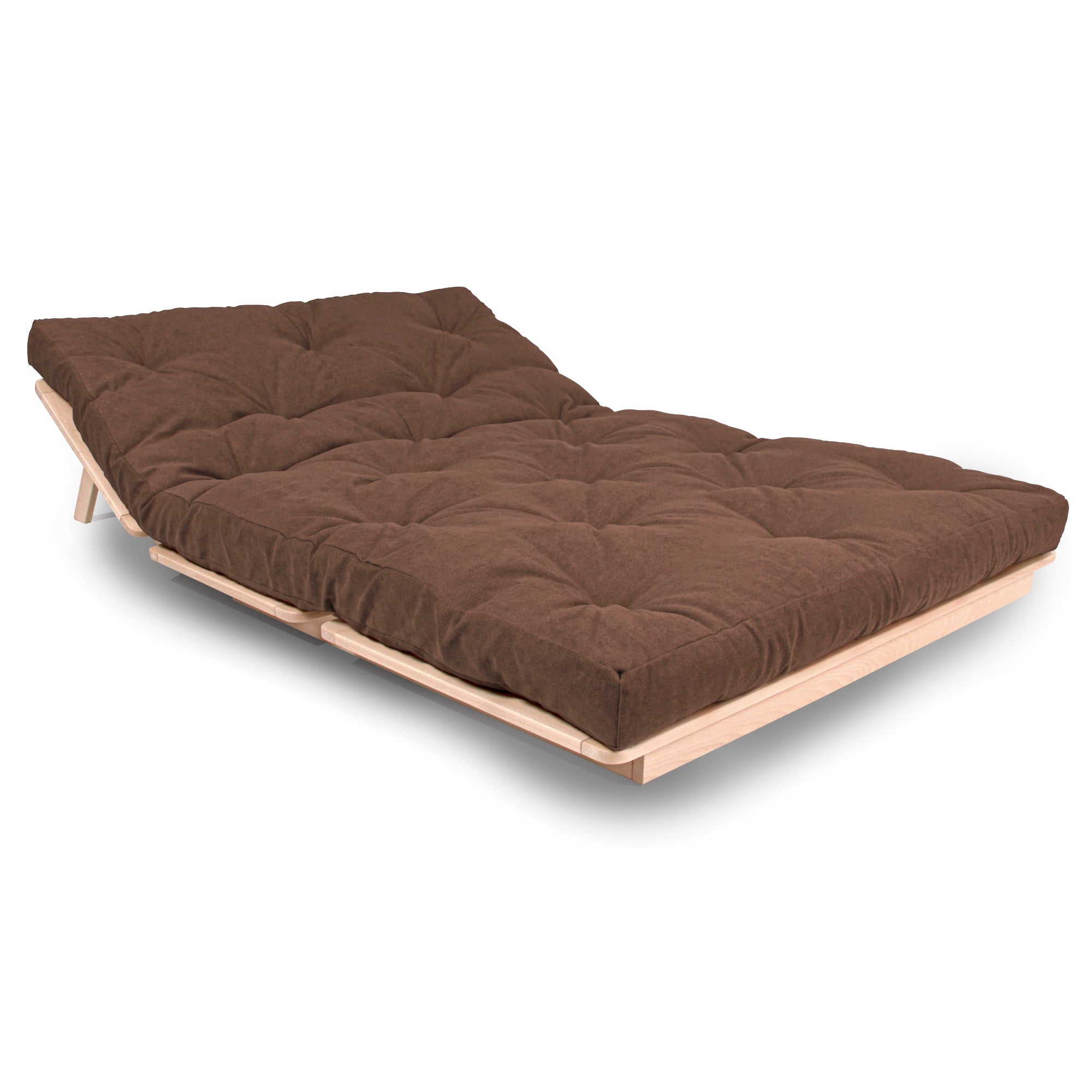 LAYTI-140 Canapé-Lit Futon Double, Bois De Hêtre Massif, Naturel