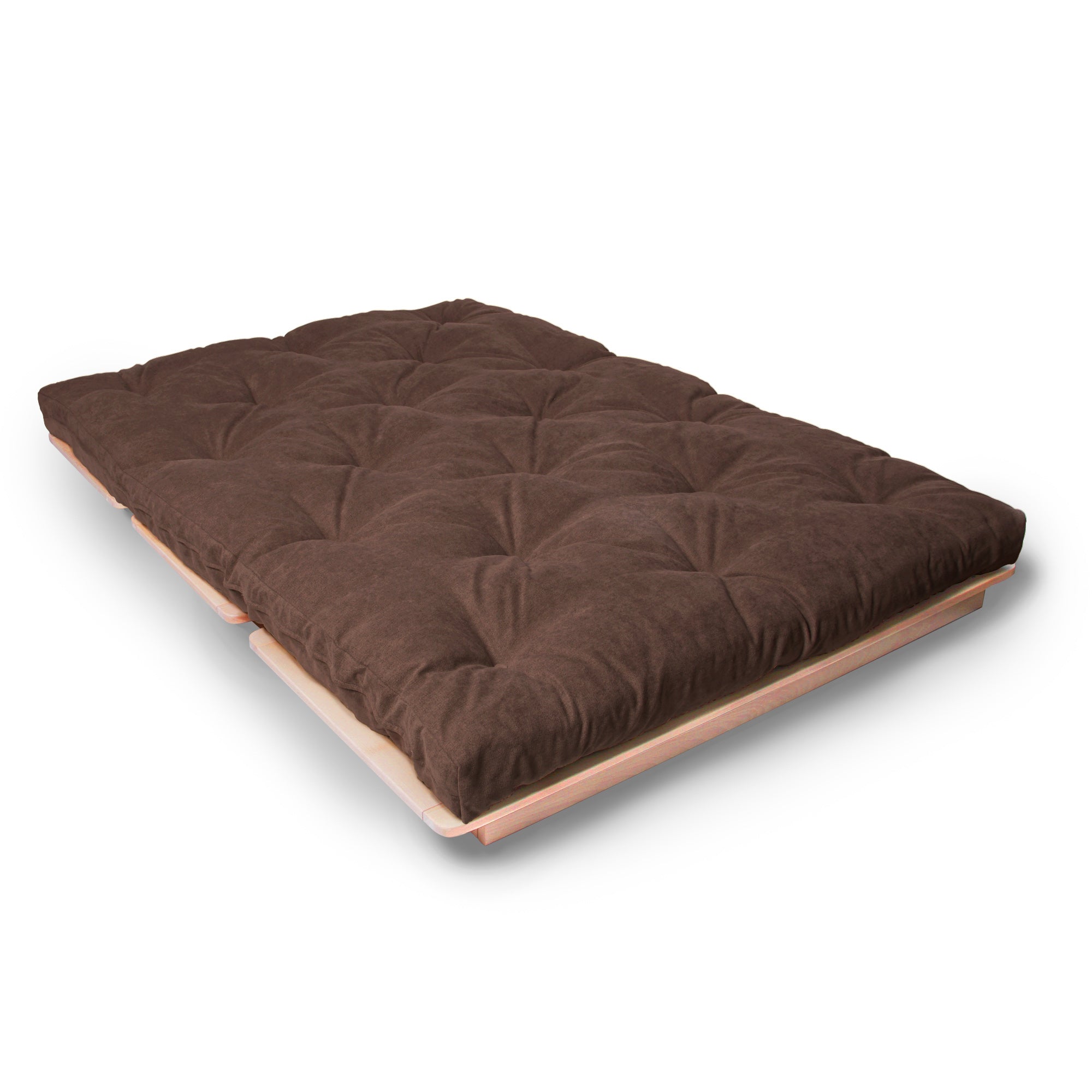 LAYTI-140 Canapé-Lit Futon Double, Bois De Hêtre Massif, Naturel