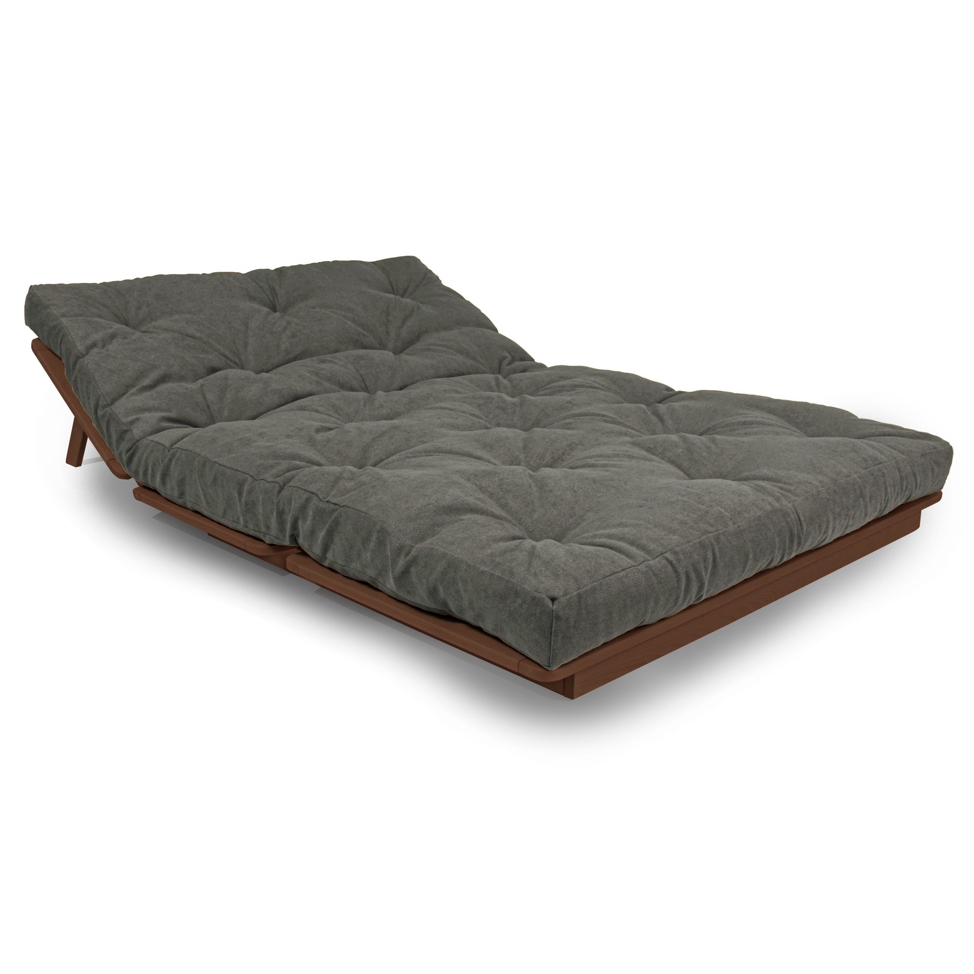 LAYTI-140 Lit Futon Double, Bois De Hêtre Massif, Marron