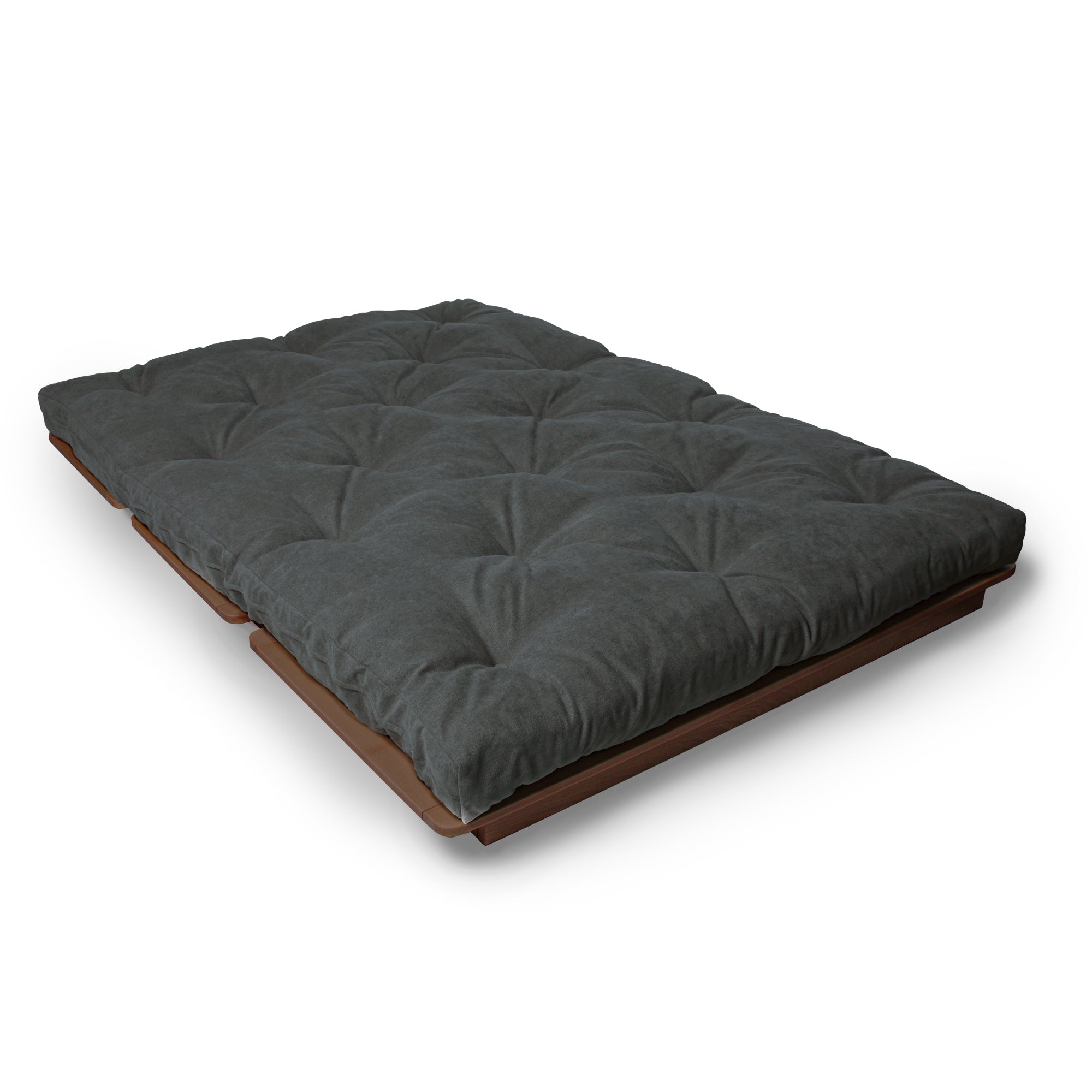 LAYTI-140 Lit Futon Double, Bois De Hêtre Massif, Marron