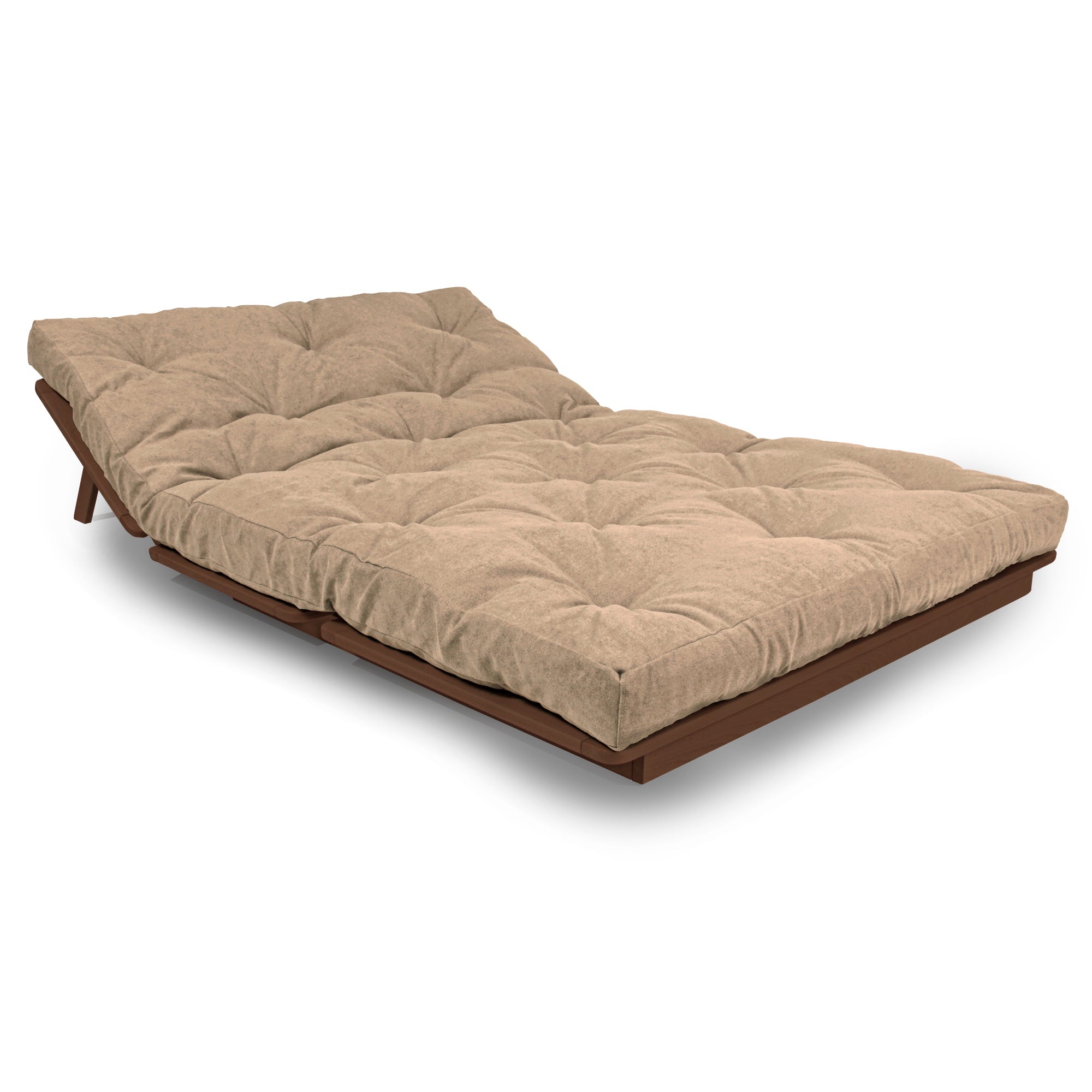 LAYTI-140 Lit Futon Double, Bois De Hêtre Massif, Marron