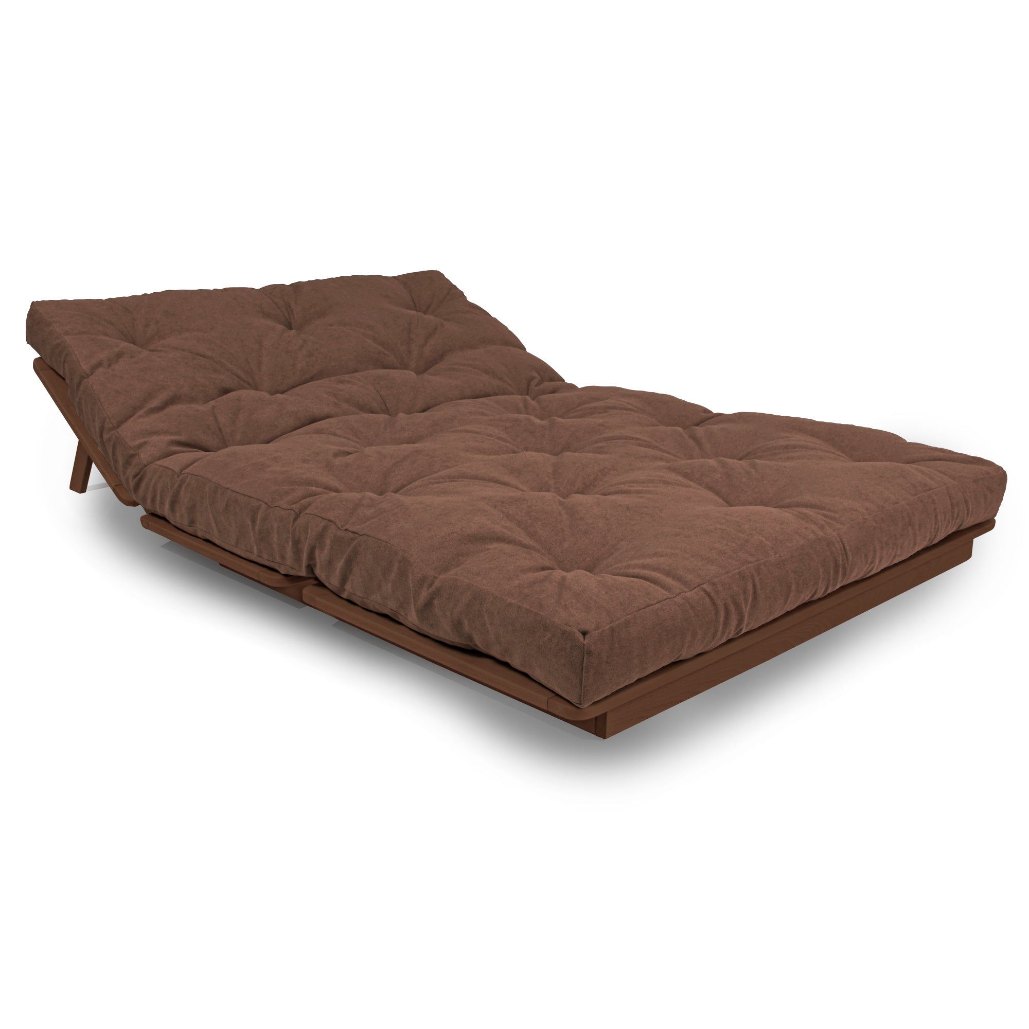 LAYTI-140 Lit Futon Double, Bois De Hêtre Massif, Marron