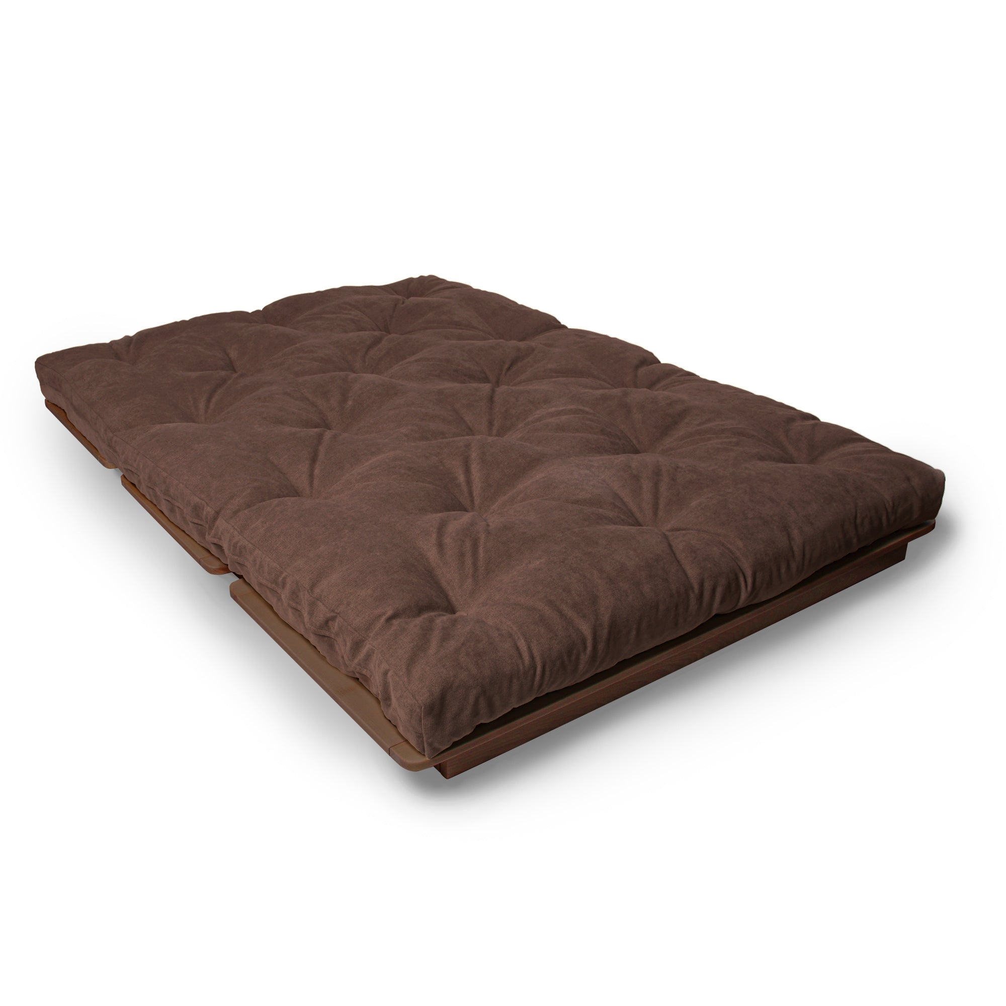 LAYTI-140 Lit Futon Double, Bois De Hêtre Massif, Marron