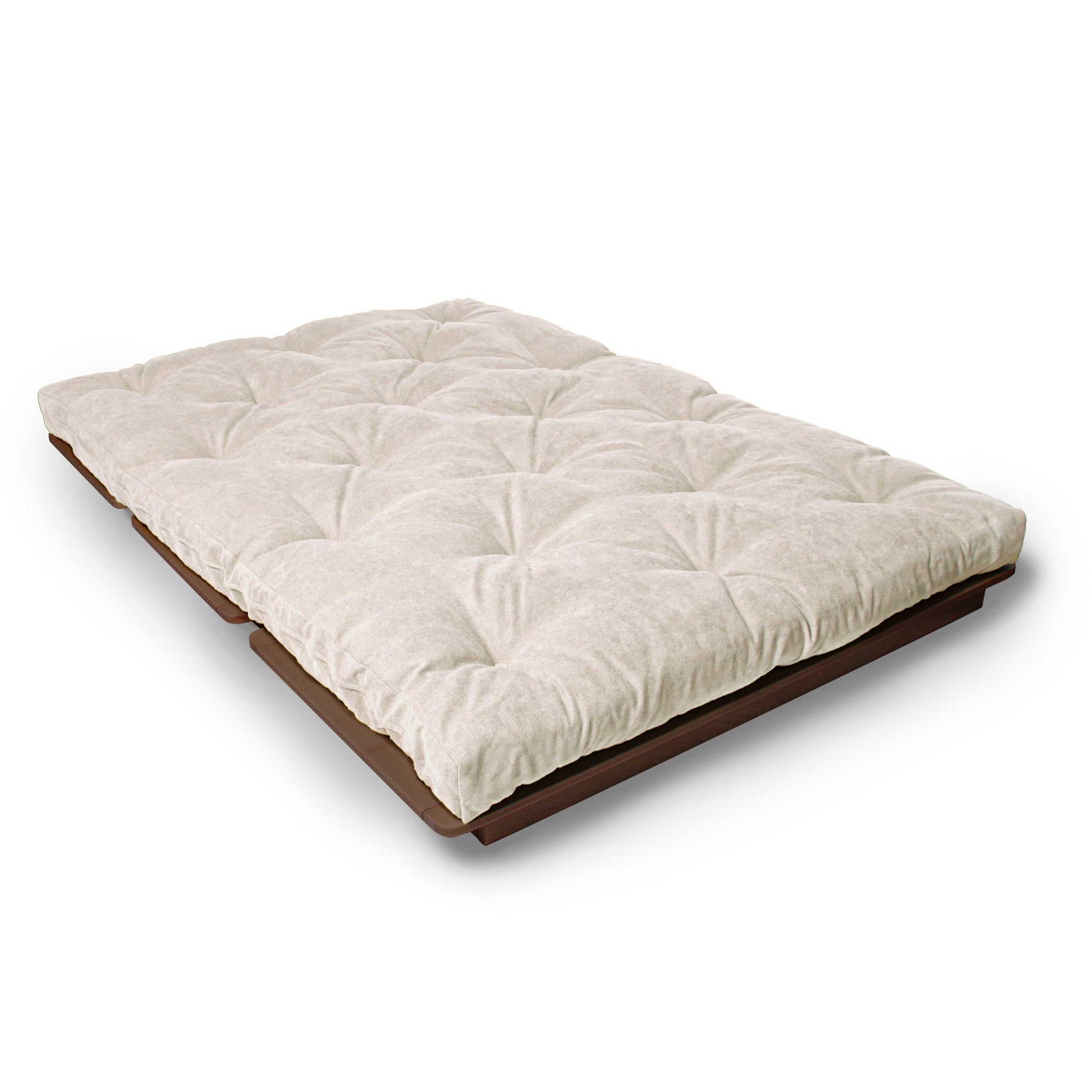 LAYTI-140 Lit Futon Double, Bois De Hêtre Massif, Marron