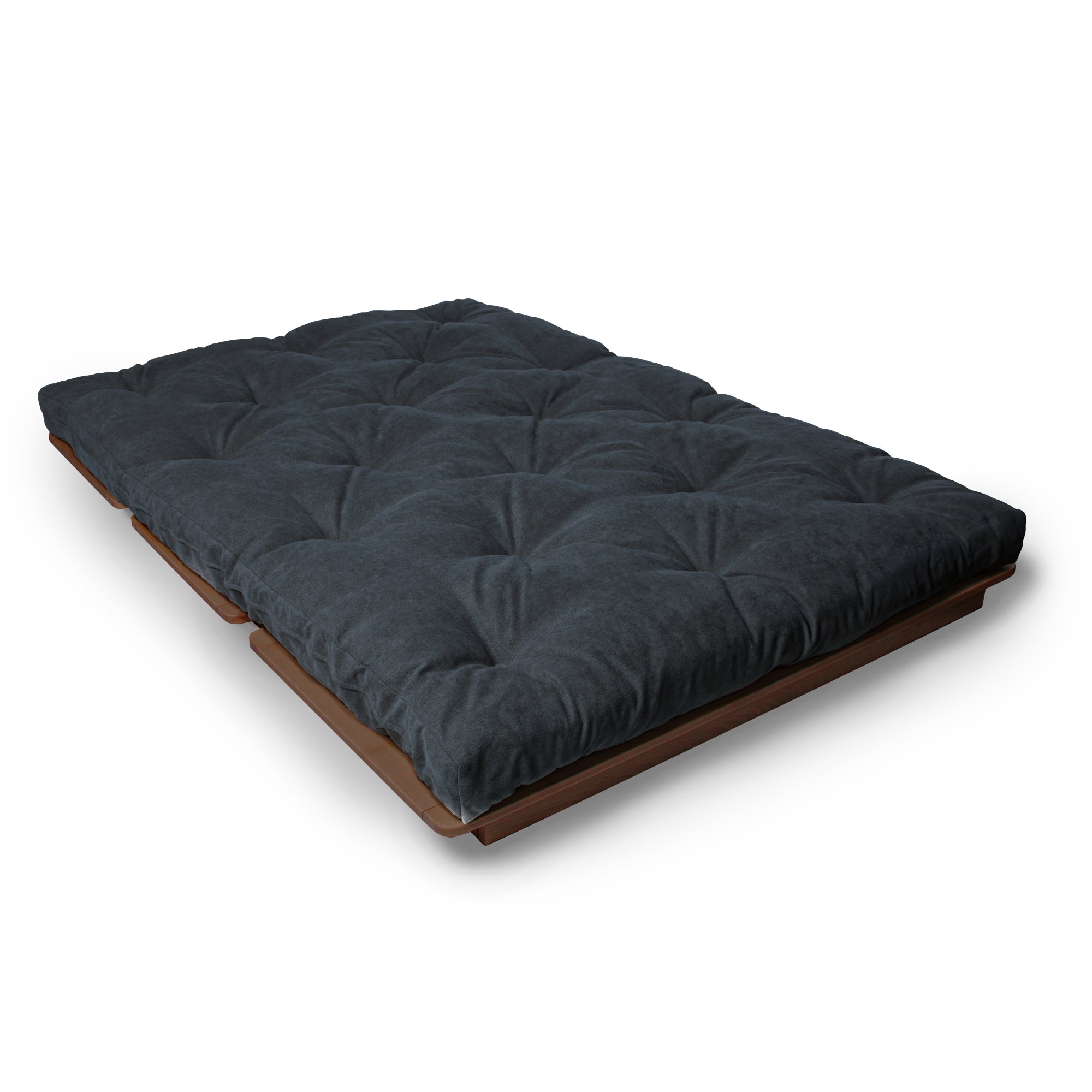 LAYTI-140 Lit Futon Double, Bois De Hêtre Massif, Marron
