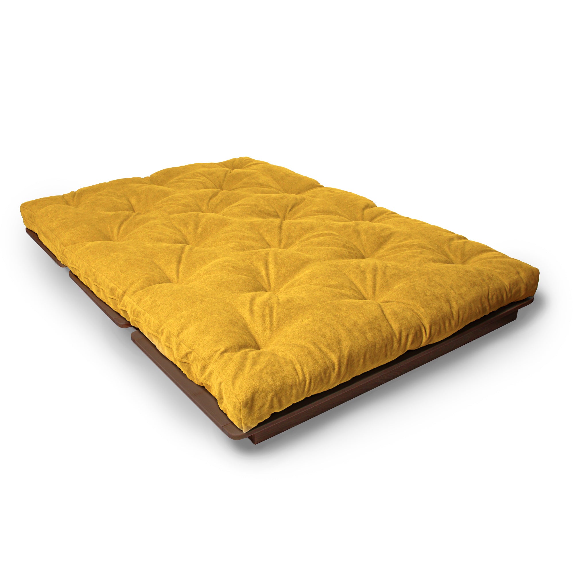 LAYTI-140 Lit Futon Double, Bois De Hêtre Massif, Marron