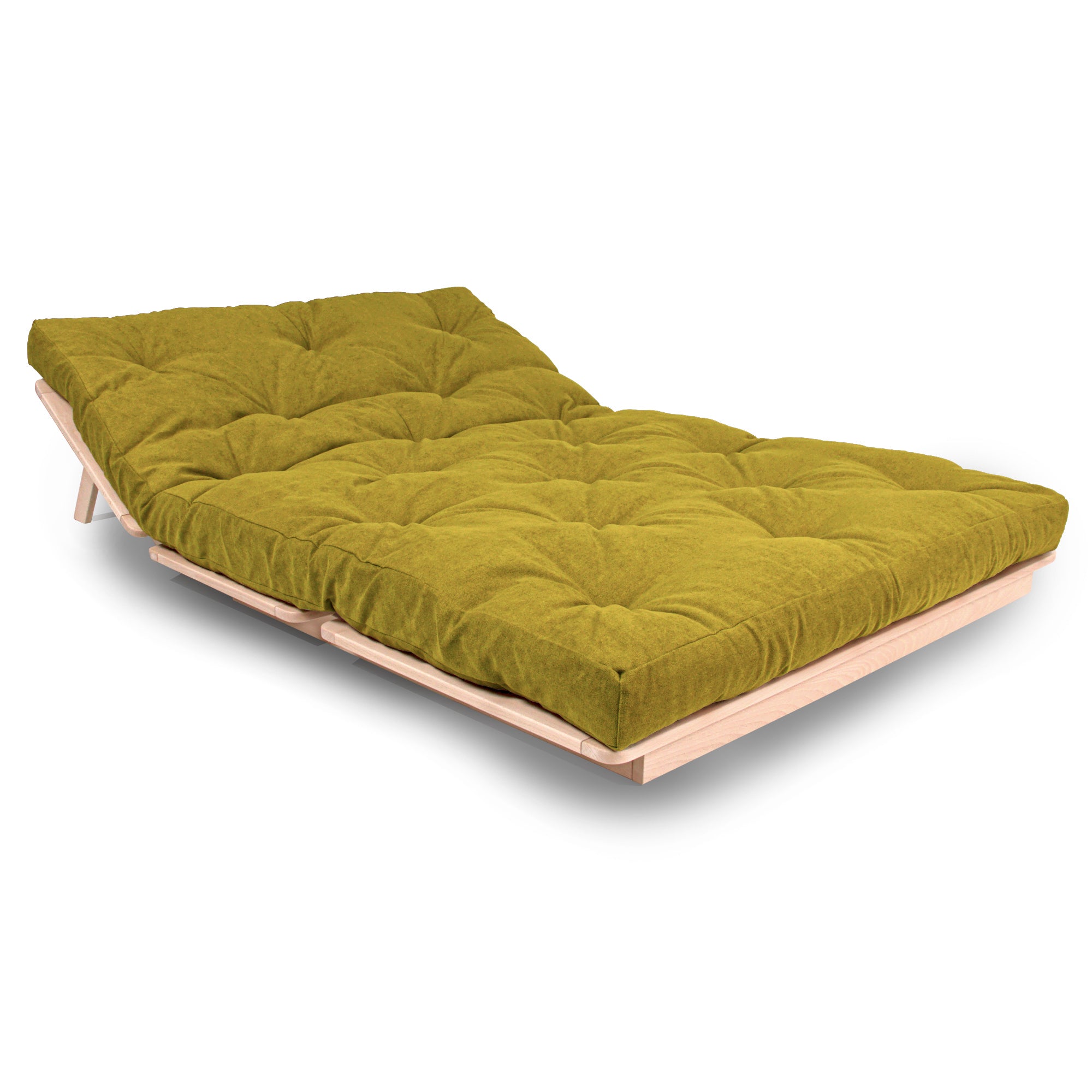 LAYTI-140 Canapé-Lit Futon Double, Bois De Hêtre Massif, Naturel