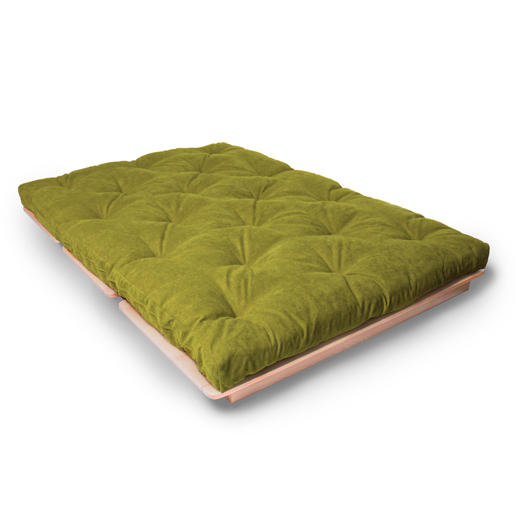 LAYTI-140 Canapé-Lit Futon Double, Bois De Hêtre Massif, Naturel