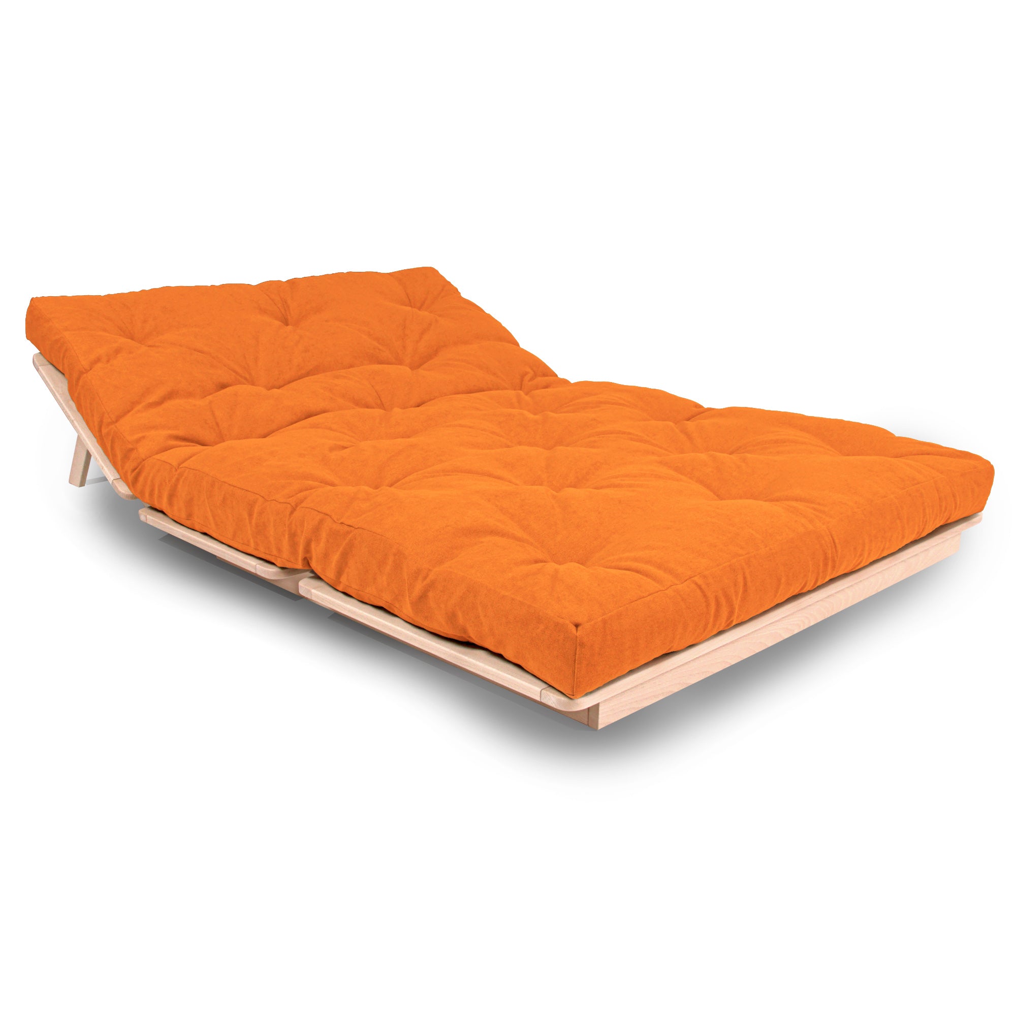LAYTI-140 Canapé-Lit Futon Double, Bois De Hêtre Massif, Naturel