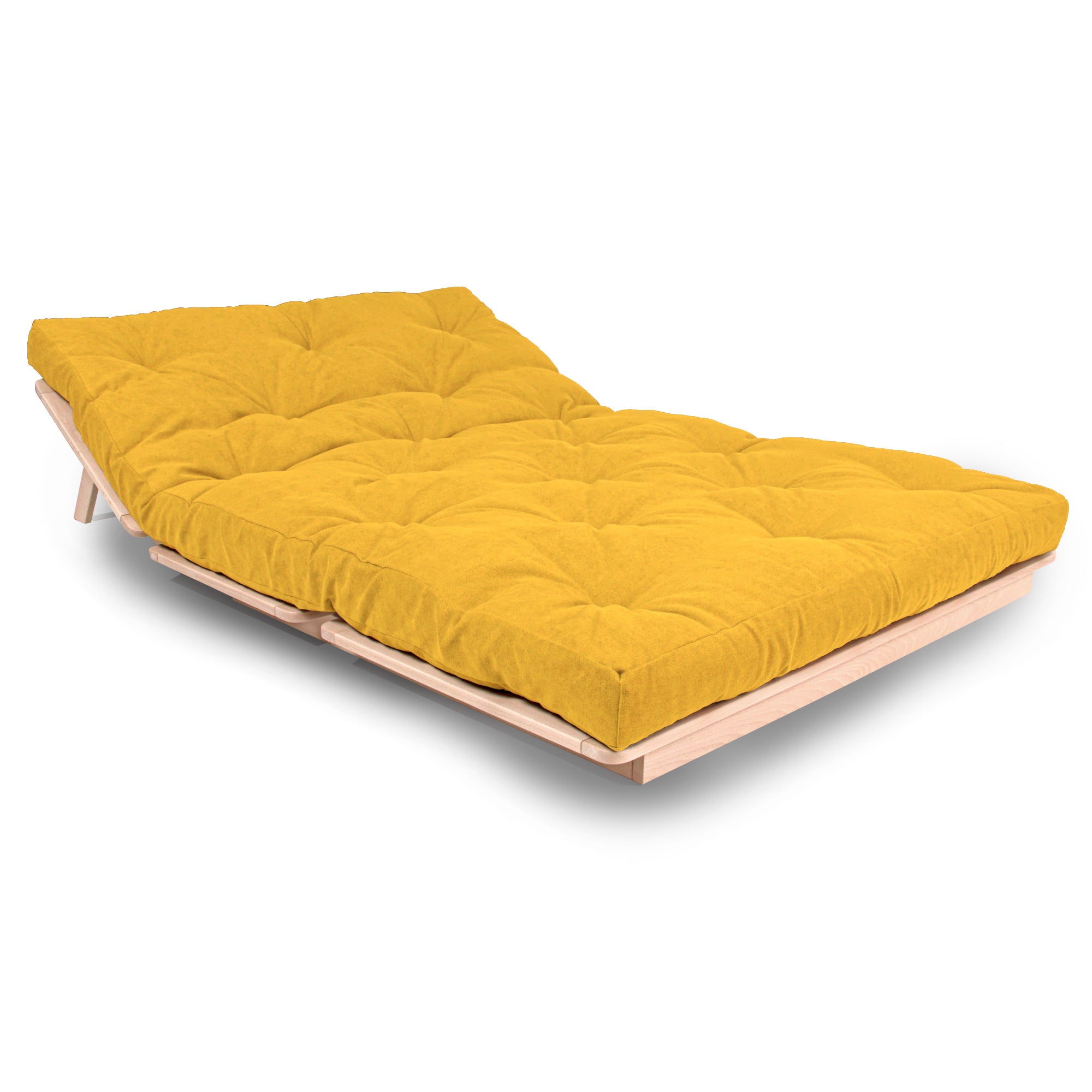 LAYTI-140 Canapé-Lit Futon Double, Bois De Hêtre Massif, Naturel