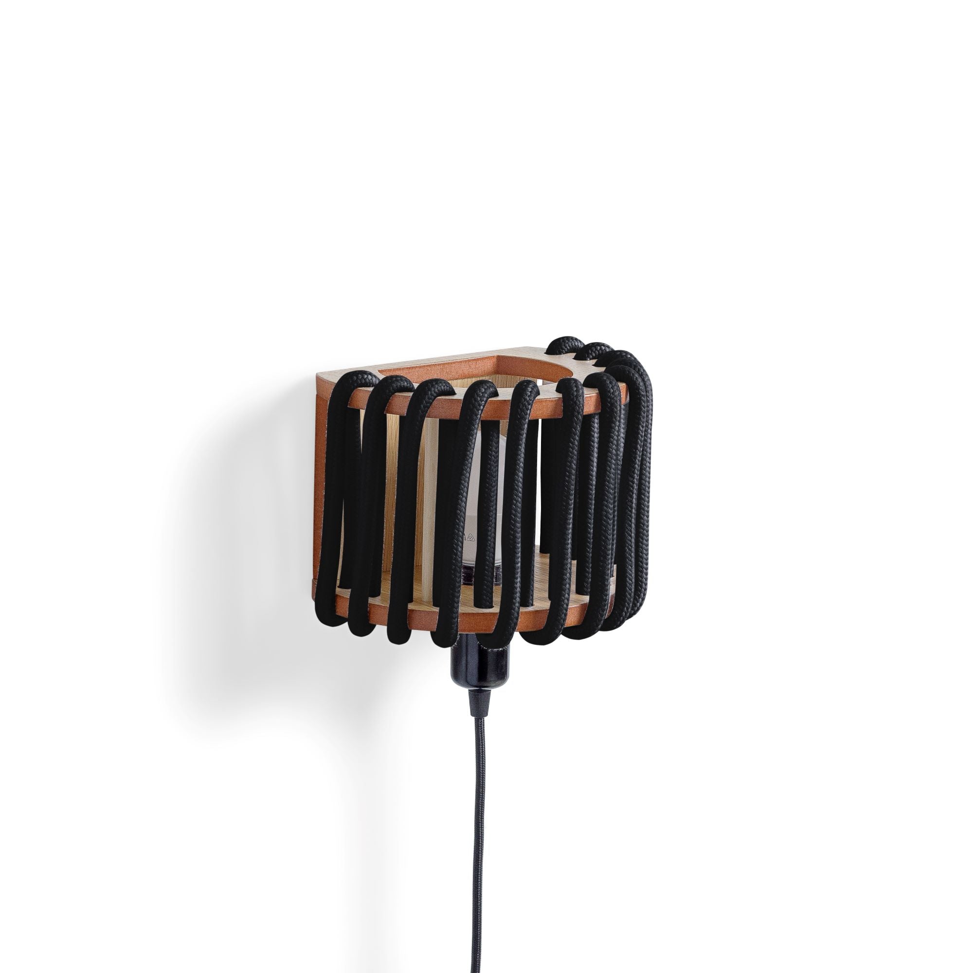 MACARON Wall Lamp Black 20 cm half-side view with bulb holder down