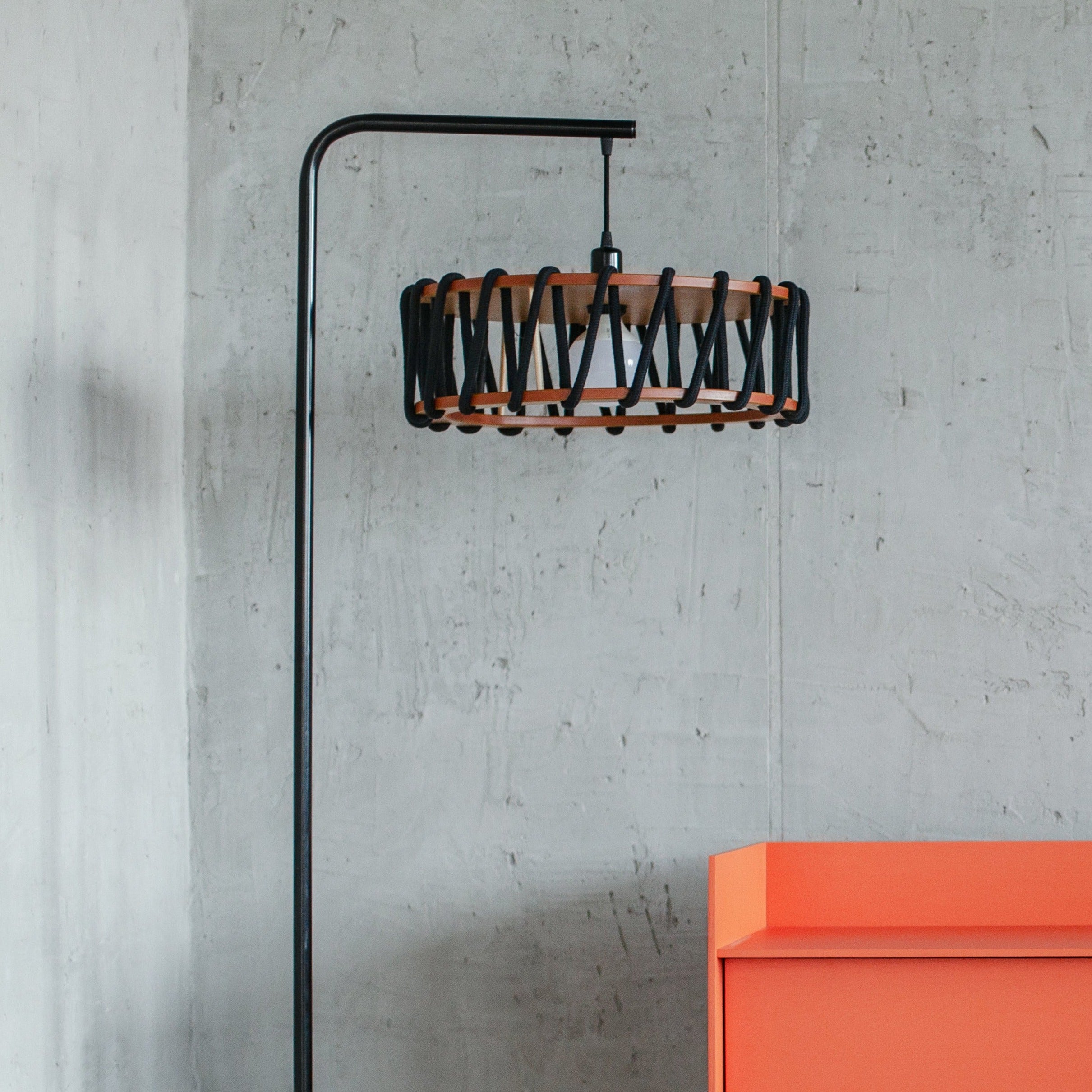 MACARON Floor Lamp Black-Black 30 cm closer interior side view