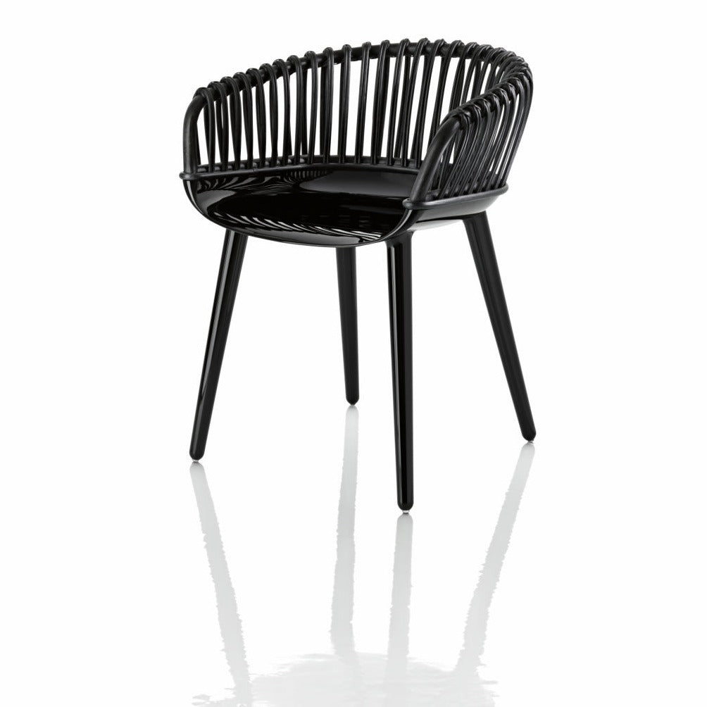 CYBORG CLUB Chair black with wicker back front view