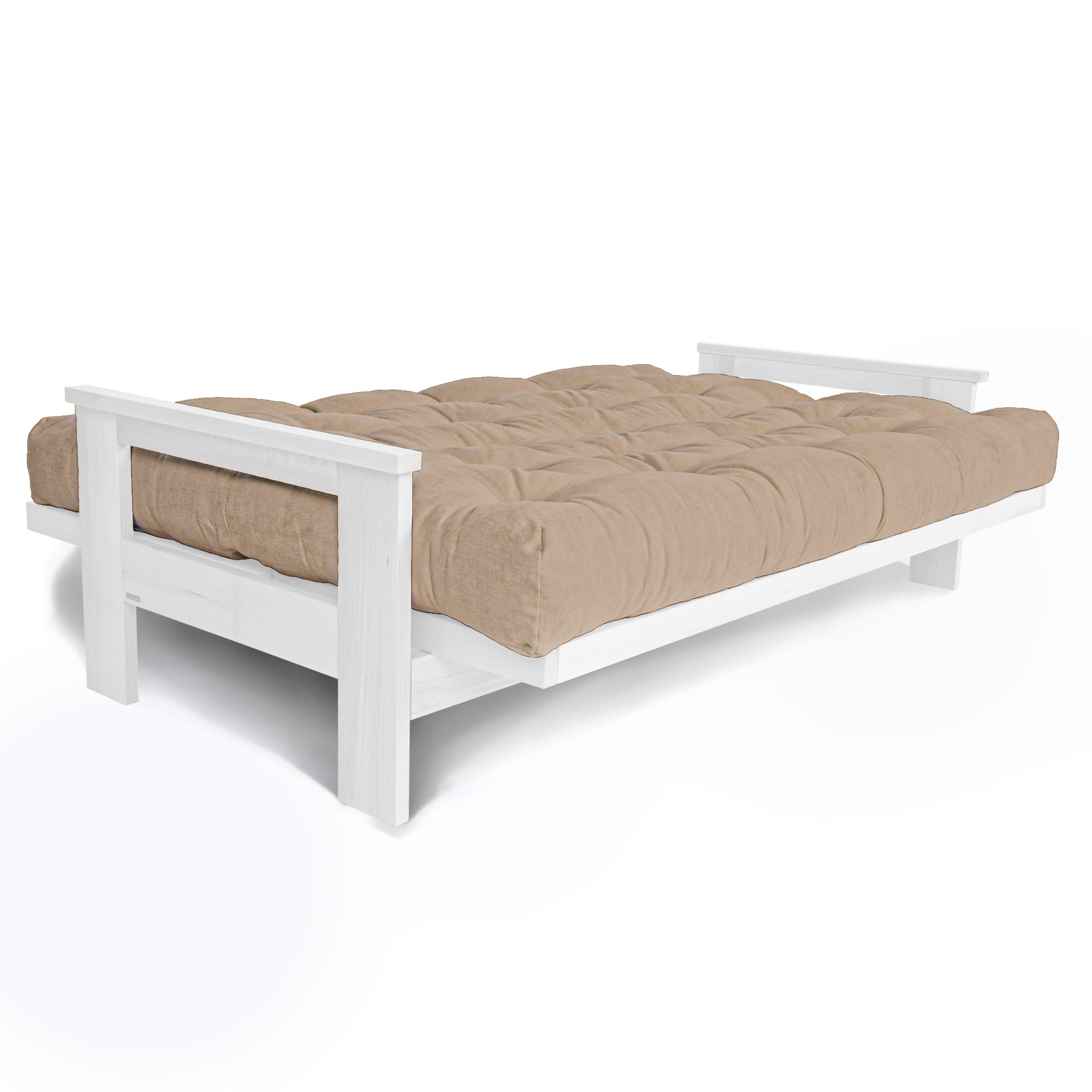 MEXICO Canapé-Lit Futon 3 Places Bois De Hêtre Massif, Couleur Blanche