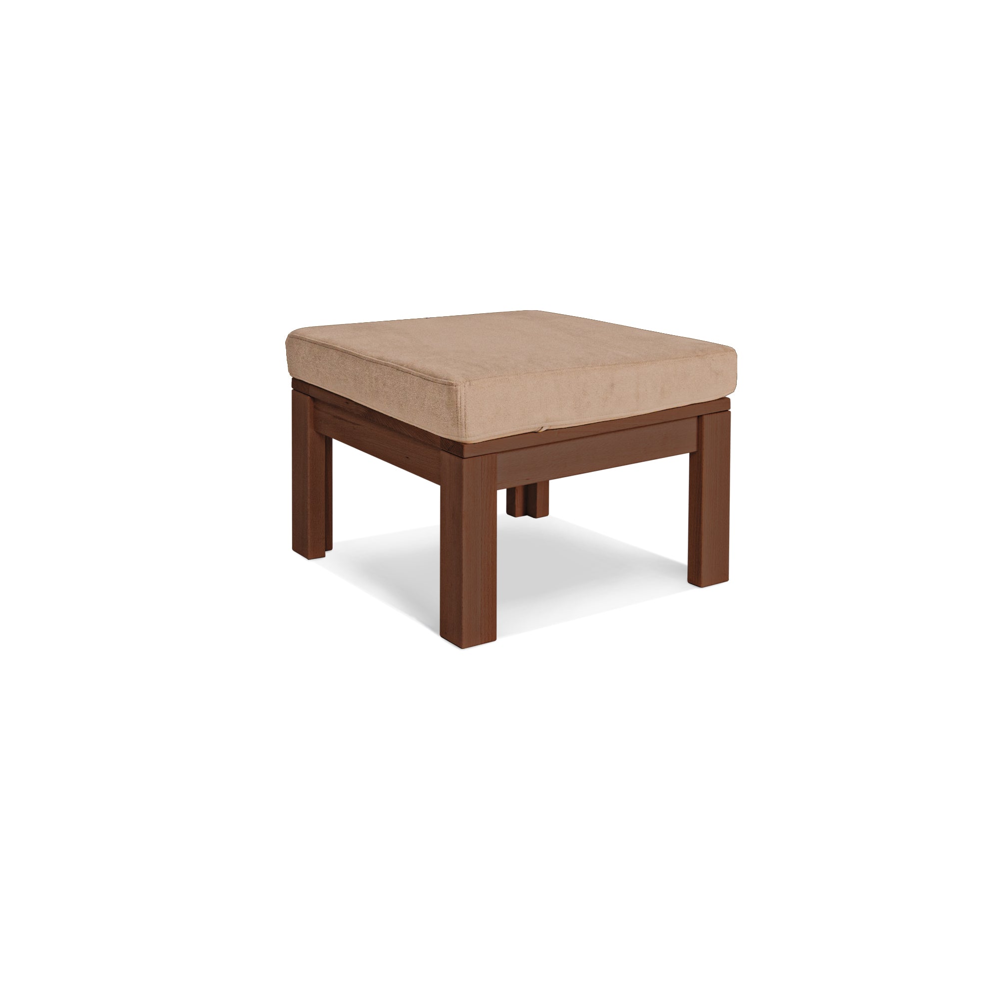MEXICO Table Pouffe- Beech Wood walnut frame-beige fabric colour