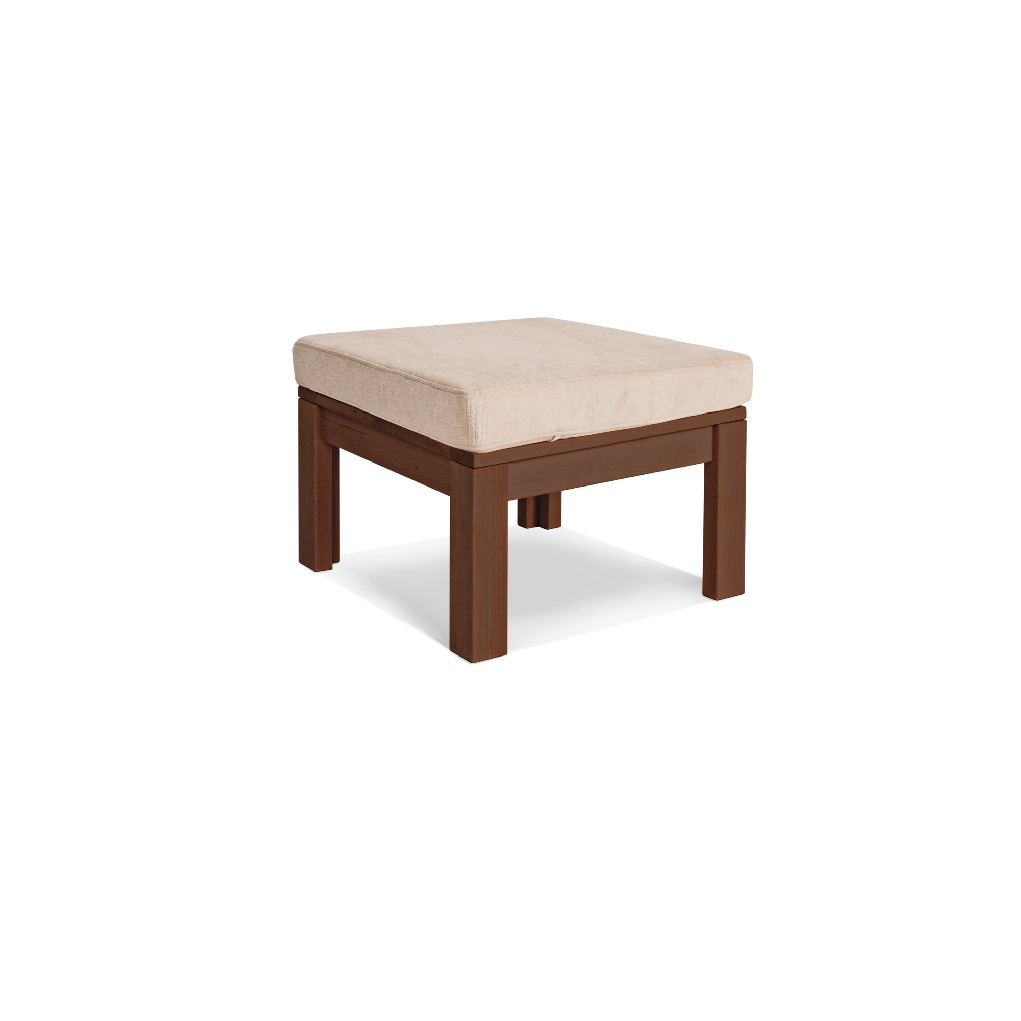 MEXICO Table Pouffe- Beech Wood walnut frame-creamy fabric colour