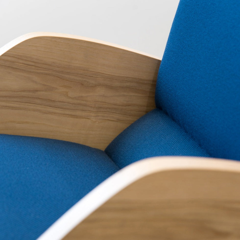 R360 Armchair walnut frame upholstery colour blue