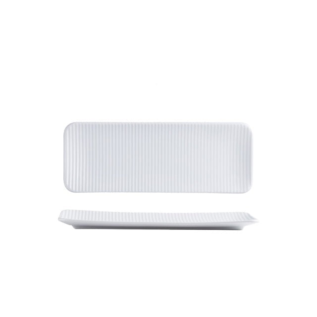 Assiette longue rectangulaire en céramique nordique pour sushis