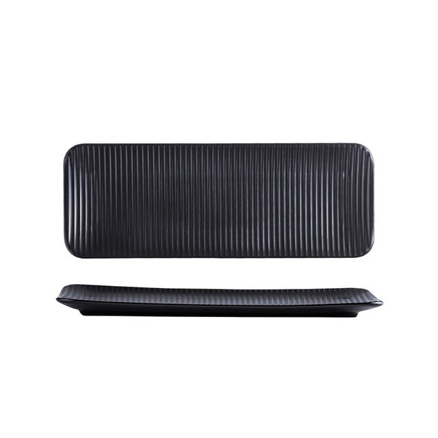 Assiette longue rectangulaire en céramique nordique pour sushis