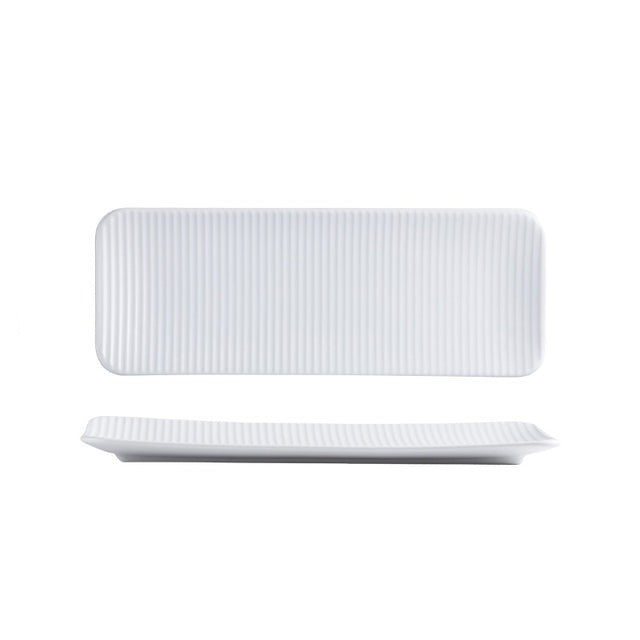 Assiette longue rectangulaire en céramique nordique pour sushis