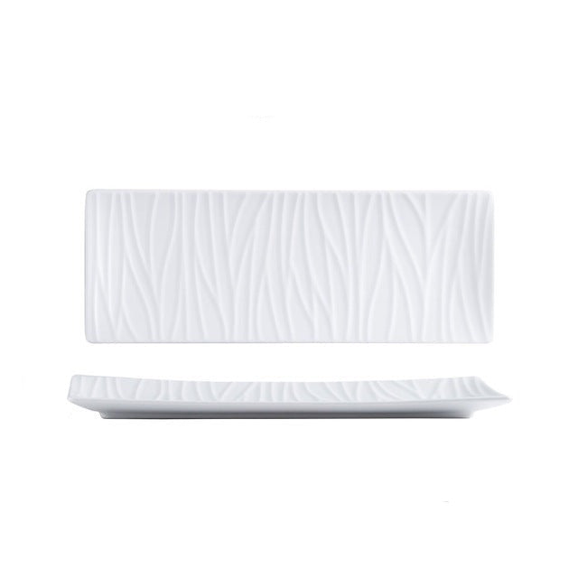 Assiette longue rectangulaire en céramique nordique pour sushis