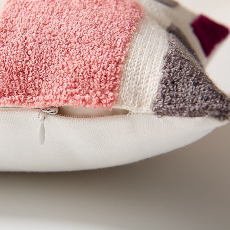 COLOURFUL Housse de Coussin Brodée en Style Uni