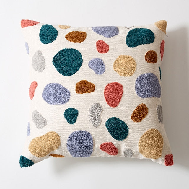 COLOURFUL Housse de Coussin Brodée en Style Uni