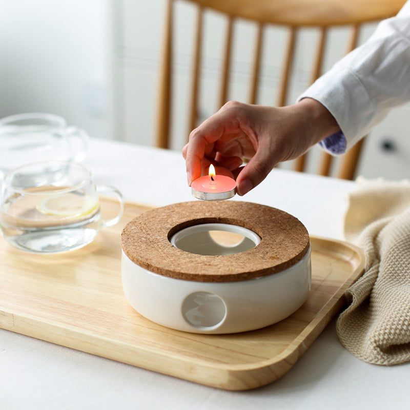 Boissons Théière en verre Bouilloire résistante à la chaleur avec couvercle en bois