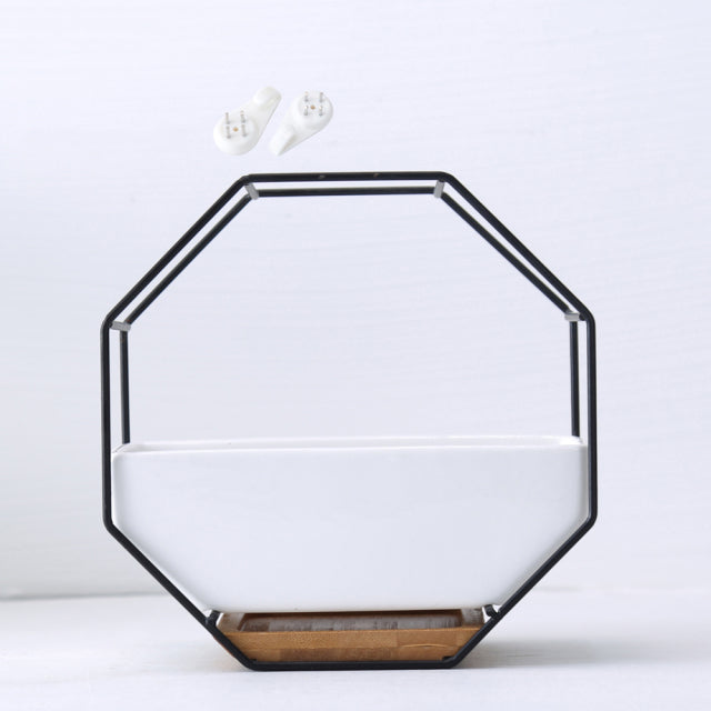 Pot de fleurs en céramique géométrique octogonal simple pour suspension murale