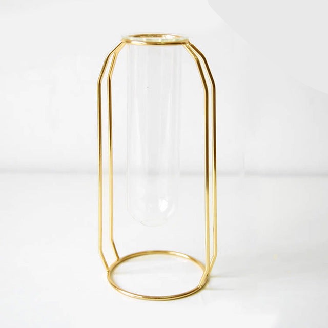 Vase hydroponique avec support en fer pour la décoration intérieure