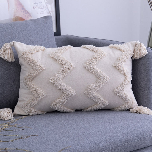 BEIGE TASSELS Housse de Coussin