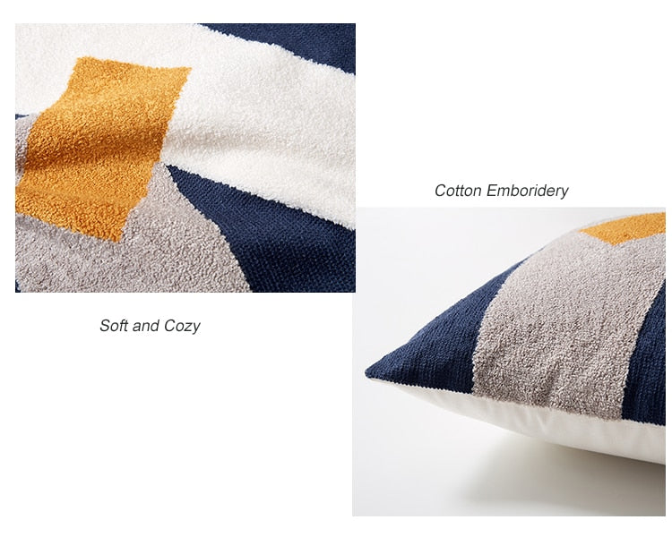 COLOURFUL Housse de Coussin Brodée en Style Uni