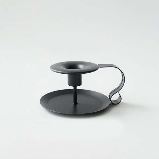 Bougeoir en fer noir mat pour bougie conique