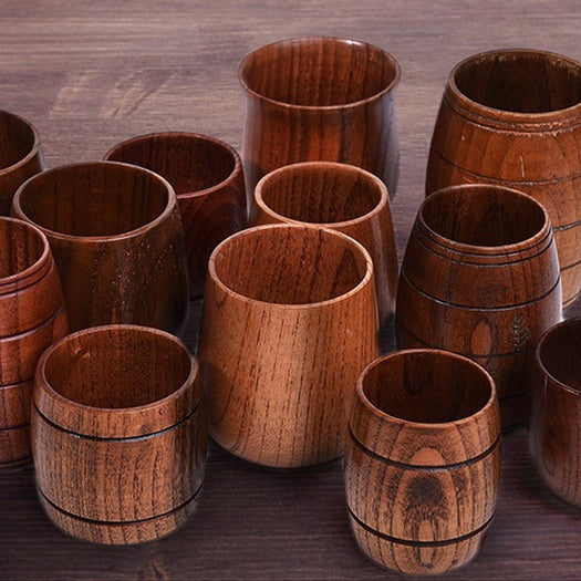 Tasses à thé en bois naturel faites à la main