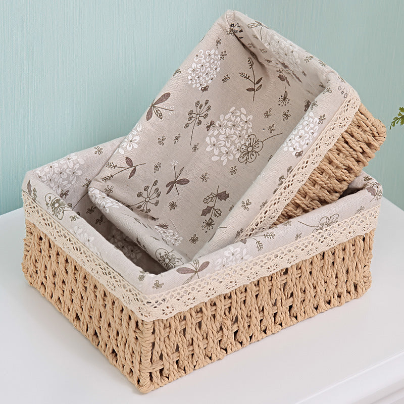 Panier de rangement confortable en paille tressée à la main