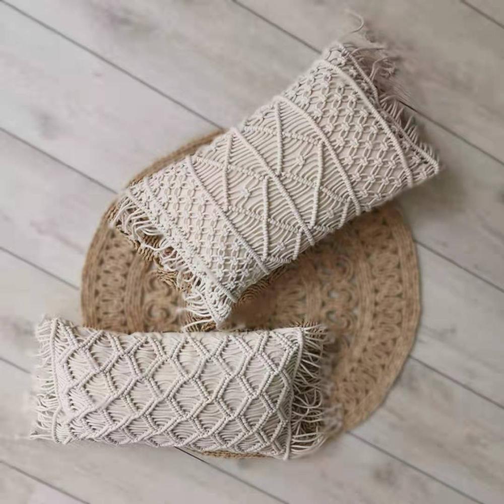 MACRAME HANDMADE Housses D'oreiller en Fil de Coton