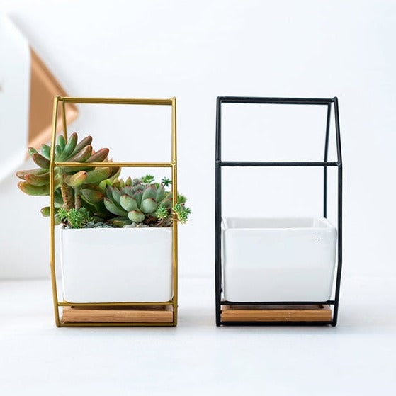 Pot de fleurs en céramique géométrique octogonal simple pour suspension murale