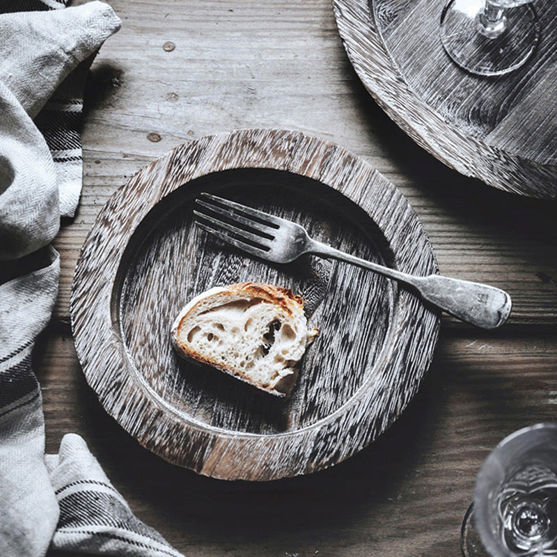 Assiette de Service Rétro en Bois