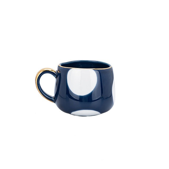 Tasse à café créative en céramique avec motifs de points et de rayures