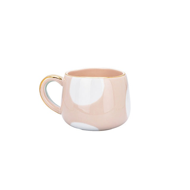 Tasse à café créative en céramique avec motifs de points et de rayures