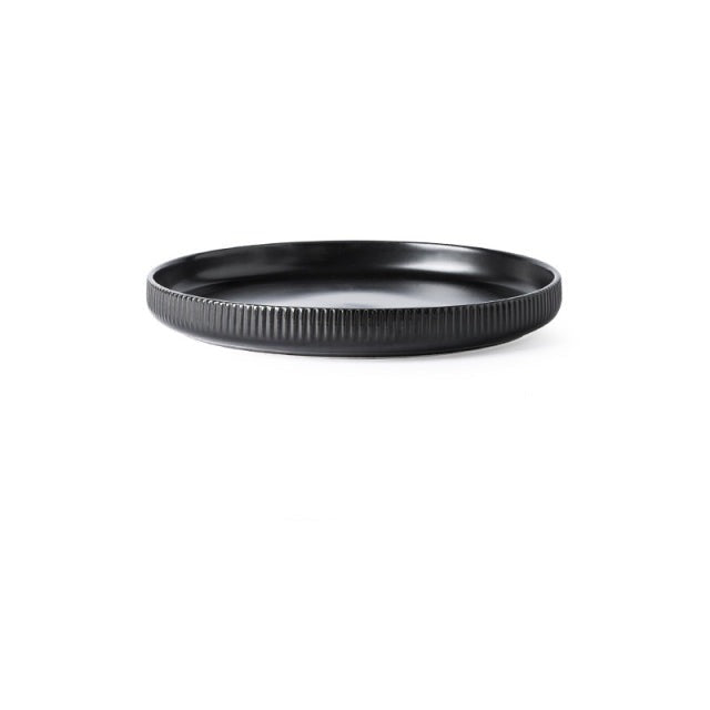 Assiettes créatives en céramique émaillée à motif de rayures de style japonais