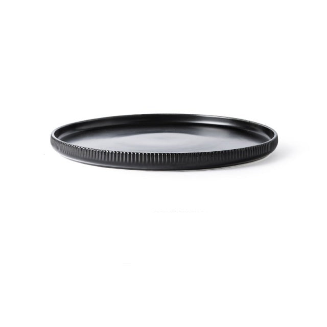 Assiettes créatives en céramique émaillée à motif de rayures de style japonais