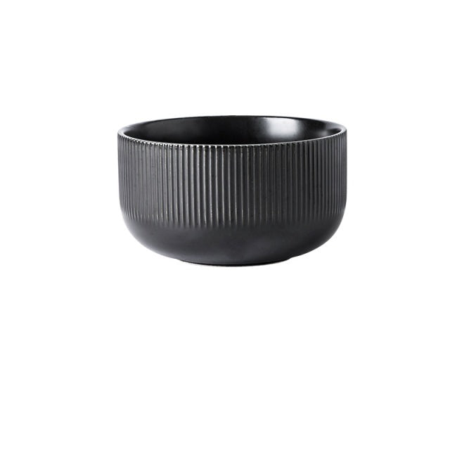 Assiettes créatives en céramique émaillée à motif de rayures de style japonais