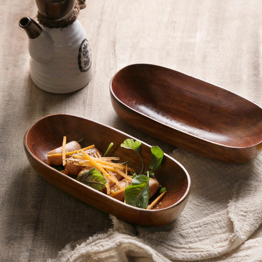 Plateau de service en bois massif de style japonais