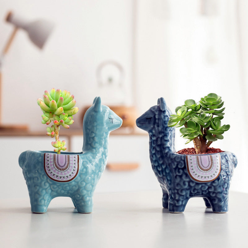 Pot à Fleurs en Céramique Alpaga Style Européen