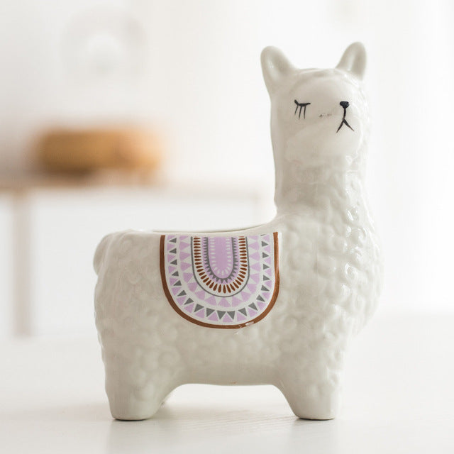 Pot à Fleurs en Céramique Alpaga Style Européen