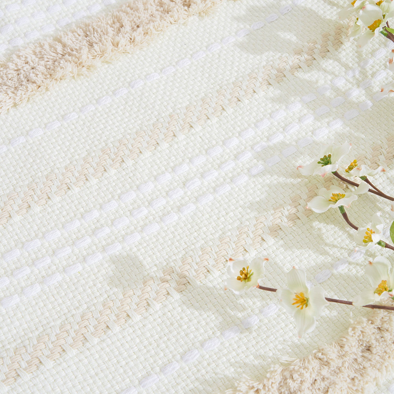 COTTON LINEN Housse de coussin avec pompons