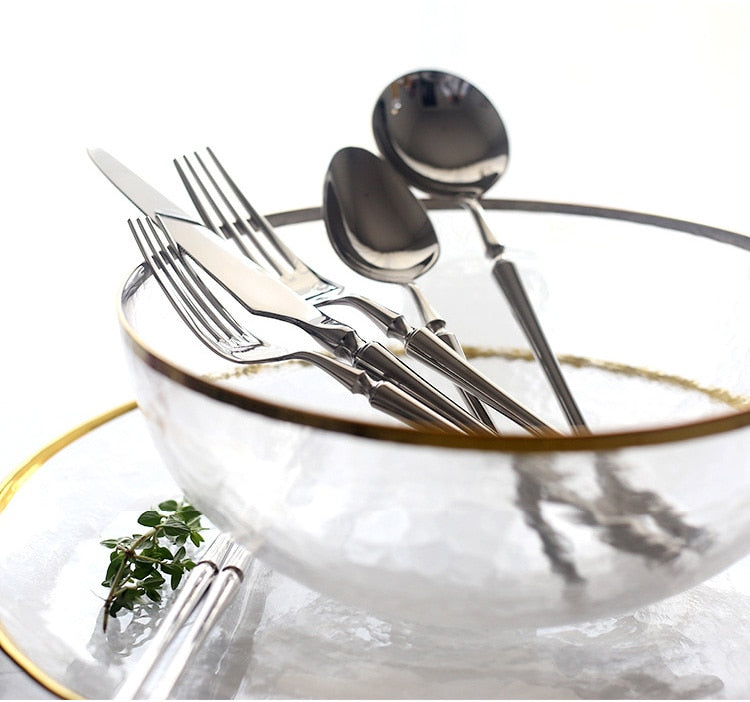 Couverts de luxe en acier inoxydable argenté brillant