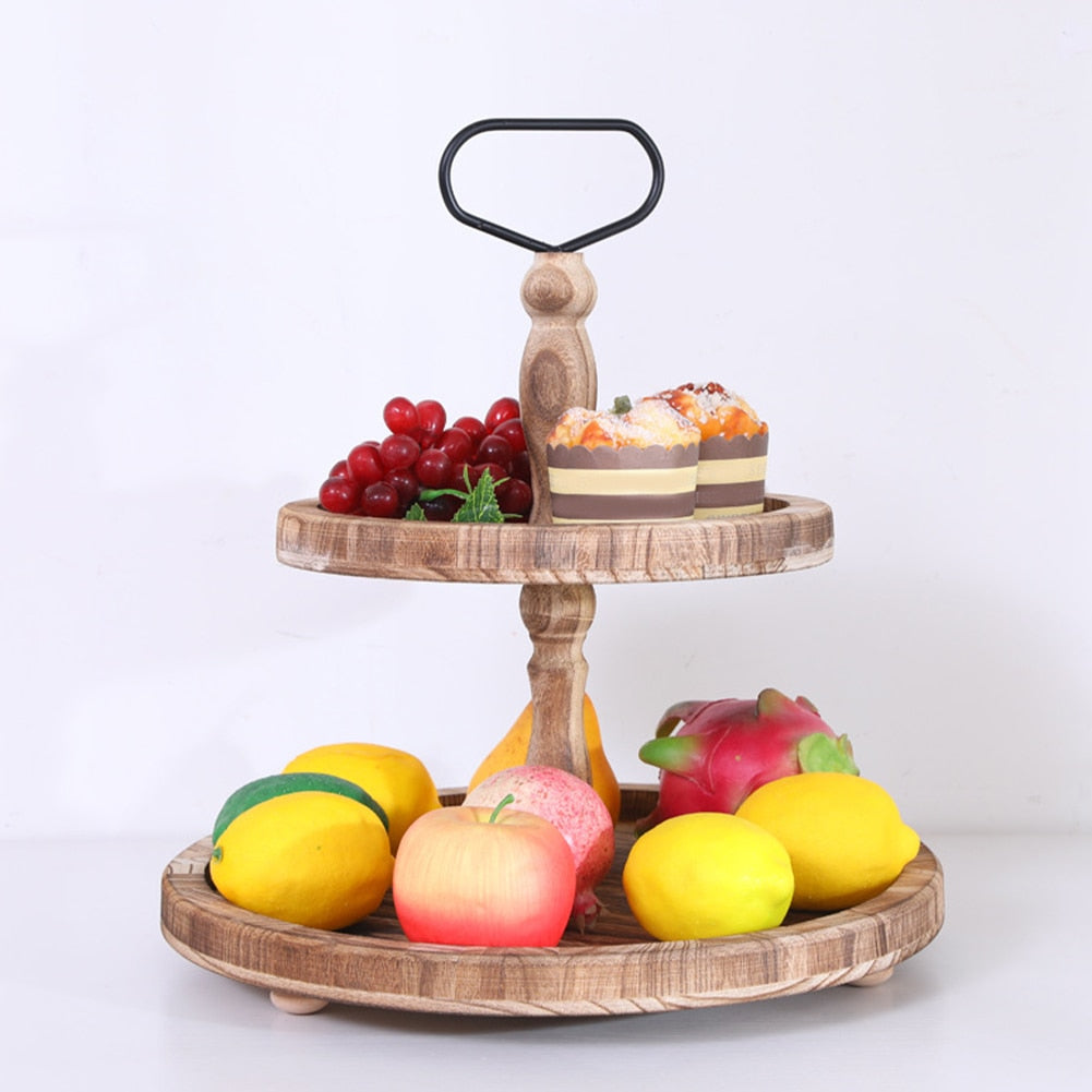 Plateau en Bois à Deux Niveaux pour Organisateur Décoratif