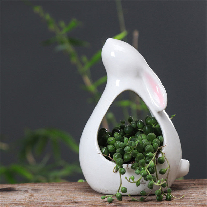 Pot de fleurs en forme de lapin pour succulentes
